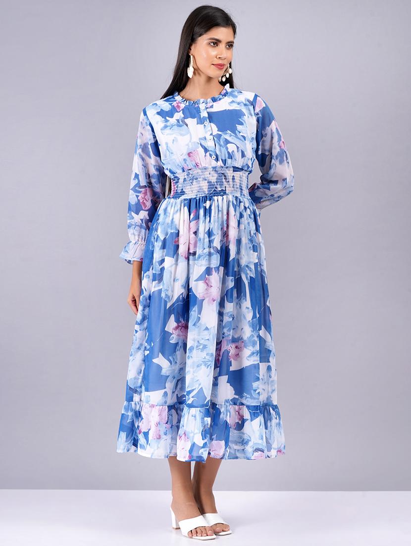 light blue georgette straight dress - 21730954 - Standard Image - 2
