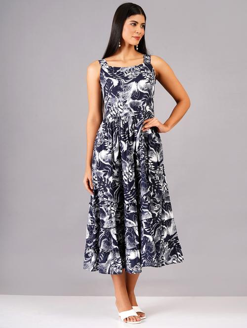navy blue viscose straight dress - 21730959 - Standard Image - 0
