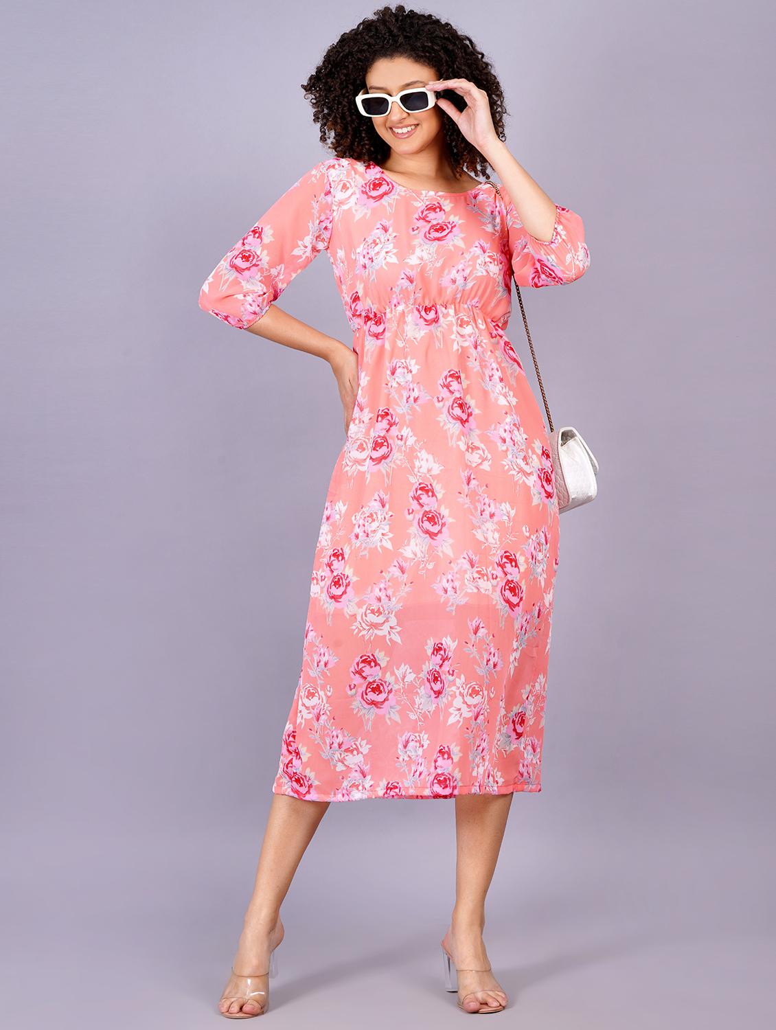 women floral print round neck a-line dress - 21731009 -  Zoom Image - 0