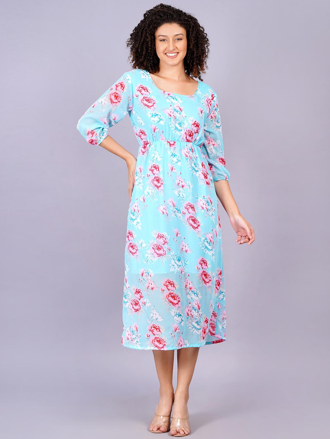 women floral print round neck a-line dress - 21731010 - Zoom Image - 0
