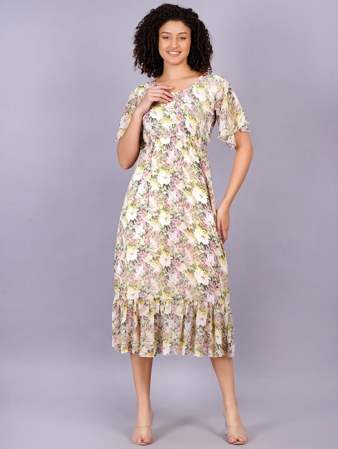 women floral print round neck tiered dress - 21731015 - Zoom Image - 0