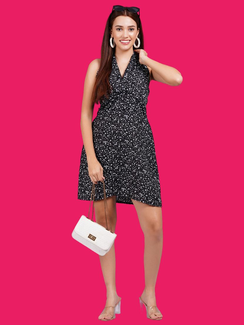 women printed halter neck a-line dress - 21731029 - Zoom Image - 0