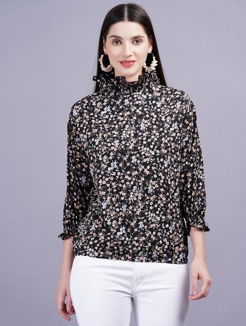 women floral print high neck regular top - 21731110 - Standard Image - 0