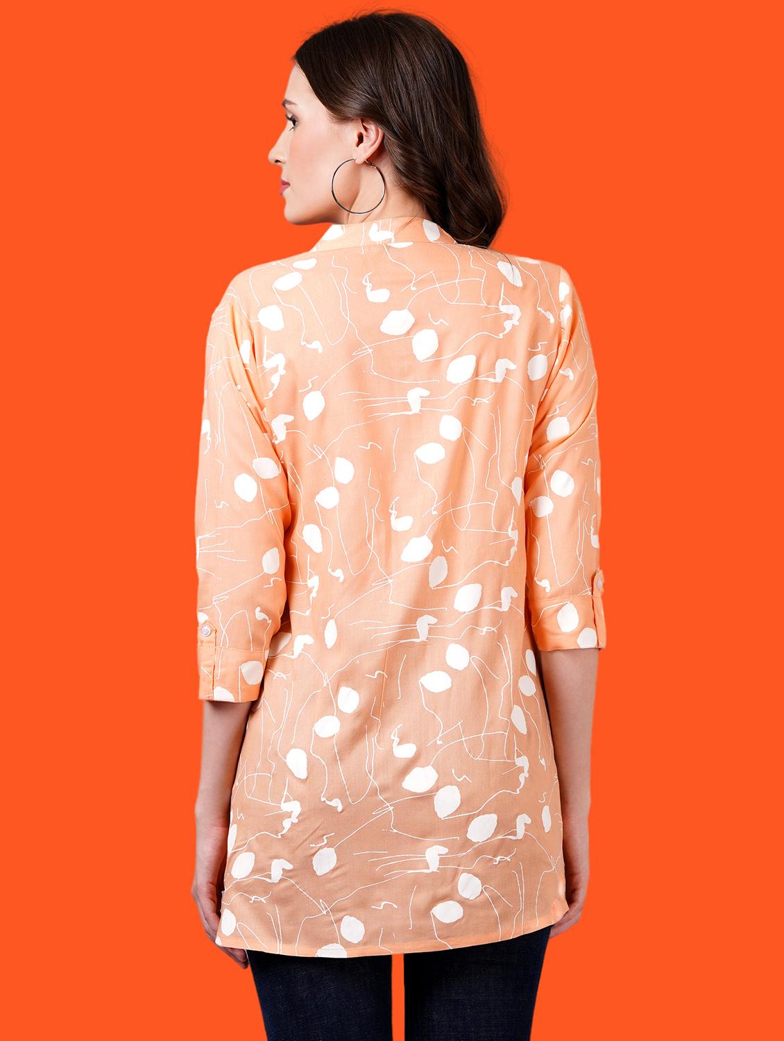 women mandarin neck printed a-line kurti - 21731122 - Standard Image - 2