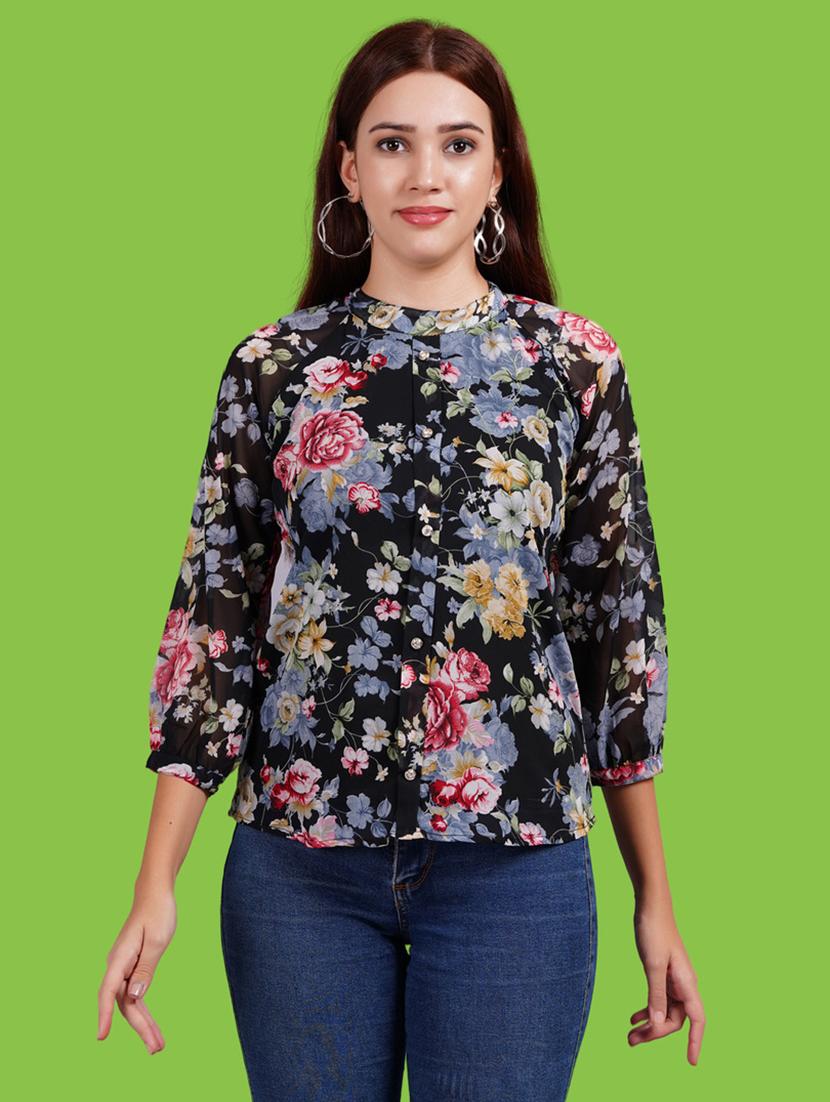 women floral print puff sleeves regular top - 21731136 -  Zoom Image - 0