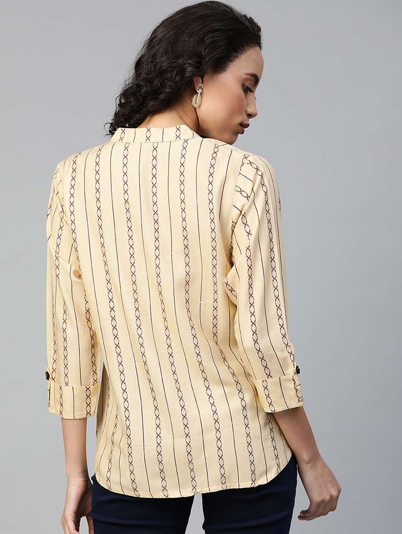 women mandarin neck printed regular top - 21731145 -  Standard Image - 2