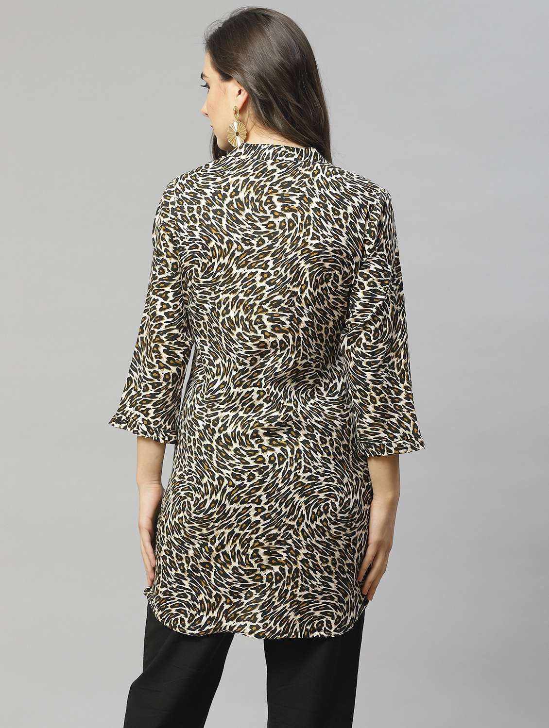 women mandarin neck animal printed straight kurti - 21731150 -  Standard Image - 2