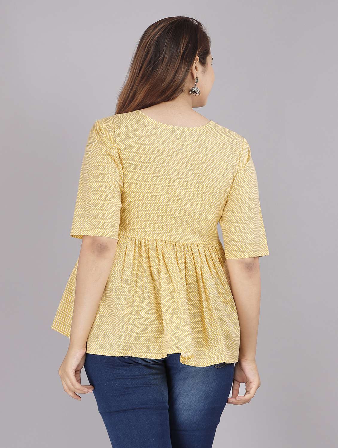 women round neck printed peplum top - 21731156 -  Standard Image - 2