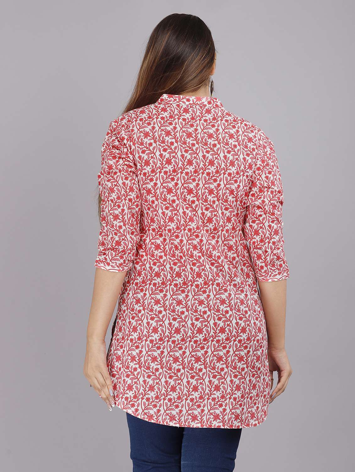 women mandarin neck printed straight kurti - 21731159 - Standard Image - 2