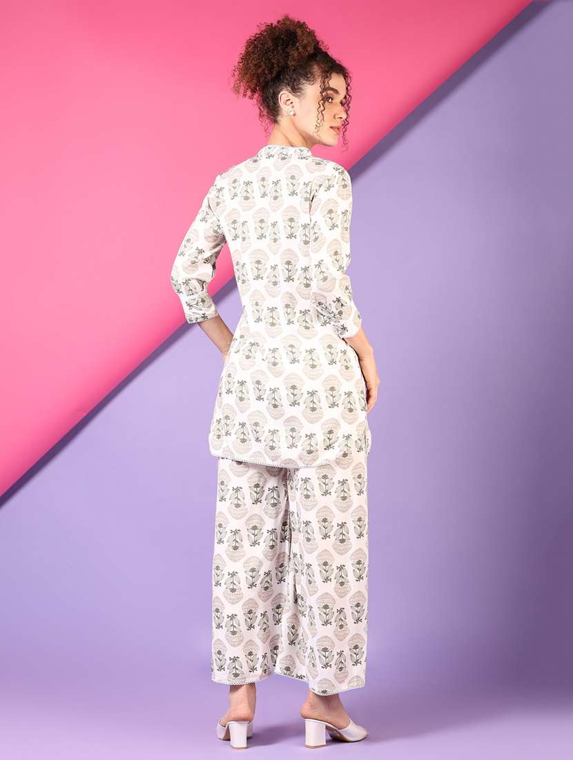 women mandarin neck printed ethnic co-ord set - 21731197 -  Standard Image - 2