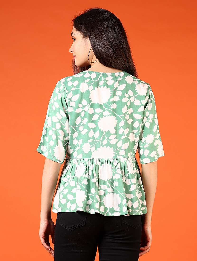women v-neck printed peplum top - 21731200 - Standard Image - 2