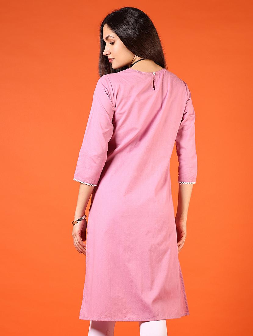 women embroidered v neck straight kurta - 21731202 - Standard Image - 2