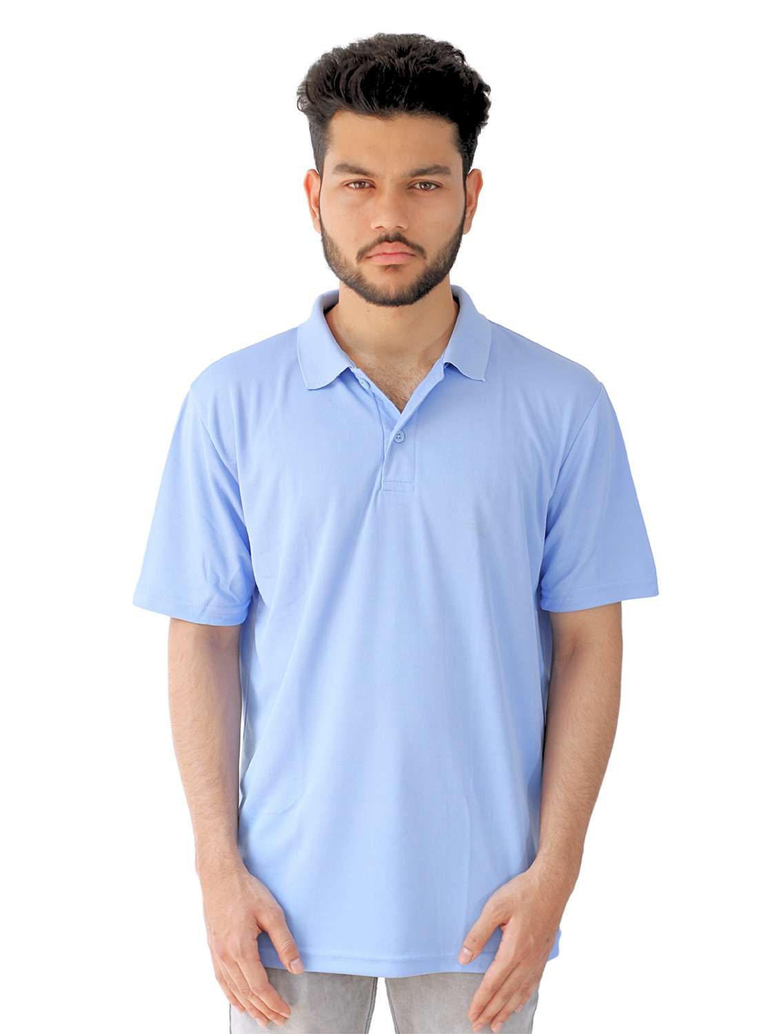 men solid short sleeves polo t-shirt