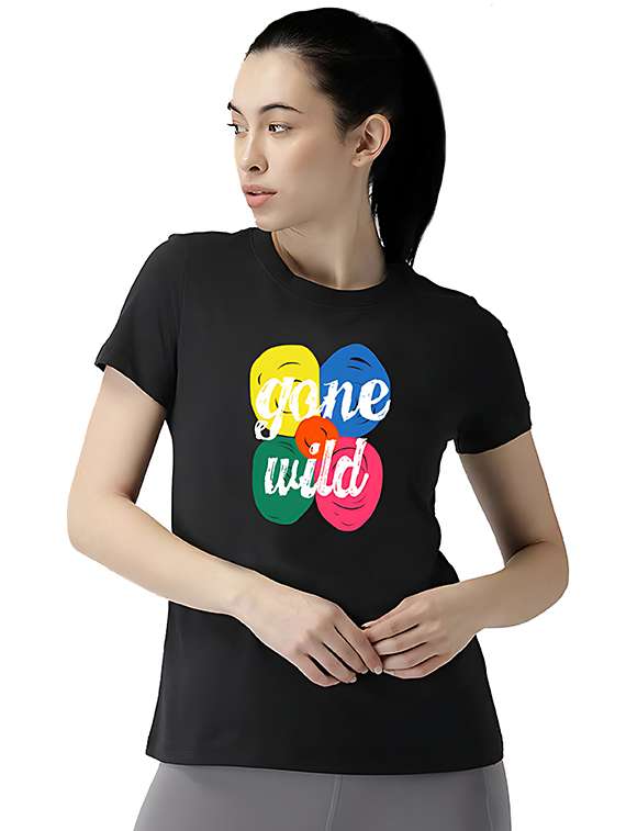 women front print short sleeve t-shirt - 21731236 - Zoom Image - 0