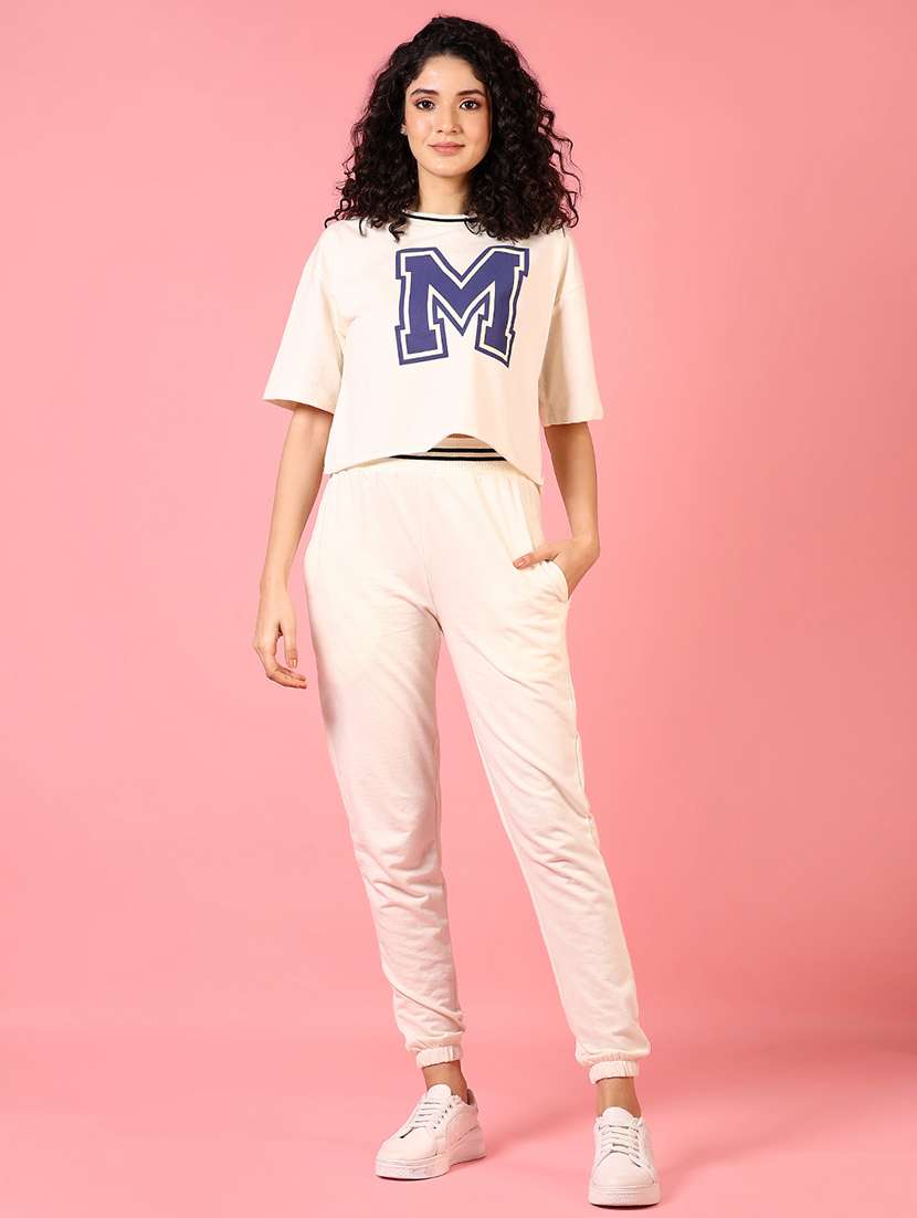 women black typographic t-shirt and jogger co-ord set