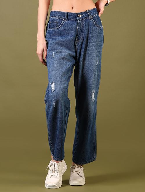 women distress mid rise denim jeans - 21731297 -  Standard Image - 0