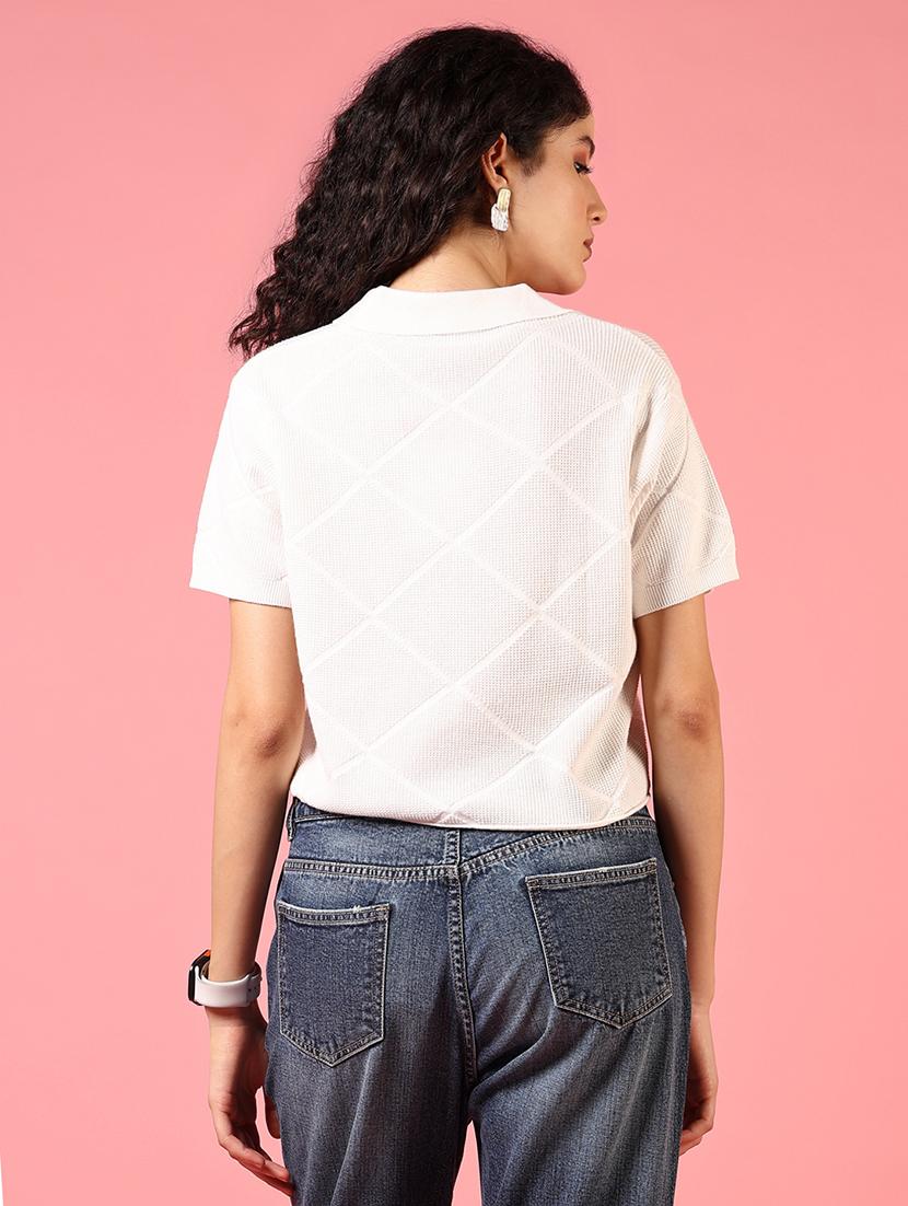 women short sleeves solid crop top - 21731314 - Standard Image - 2