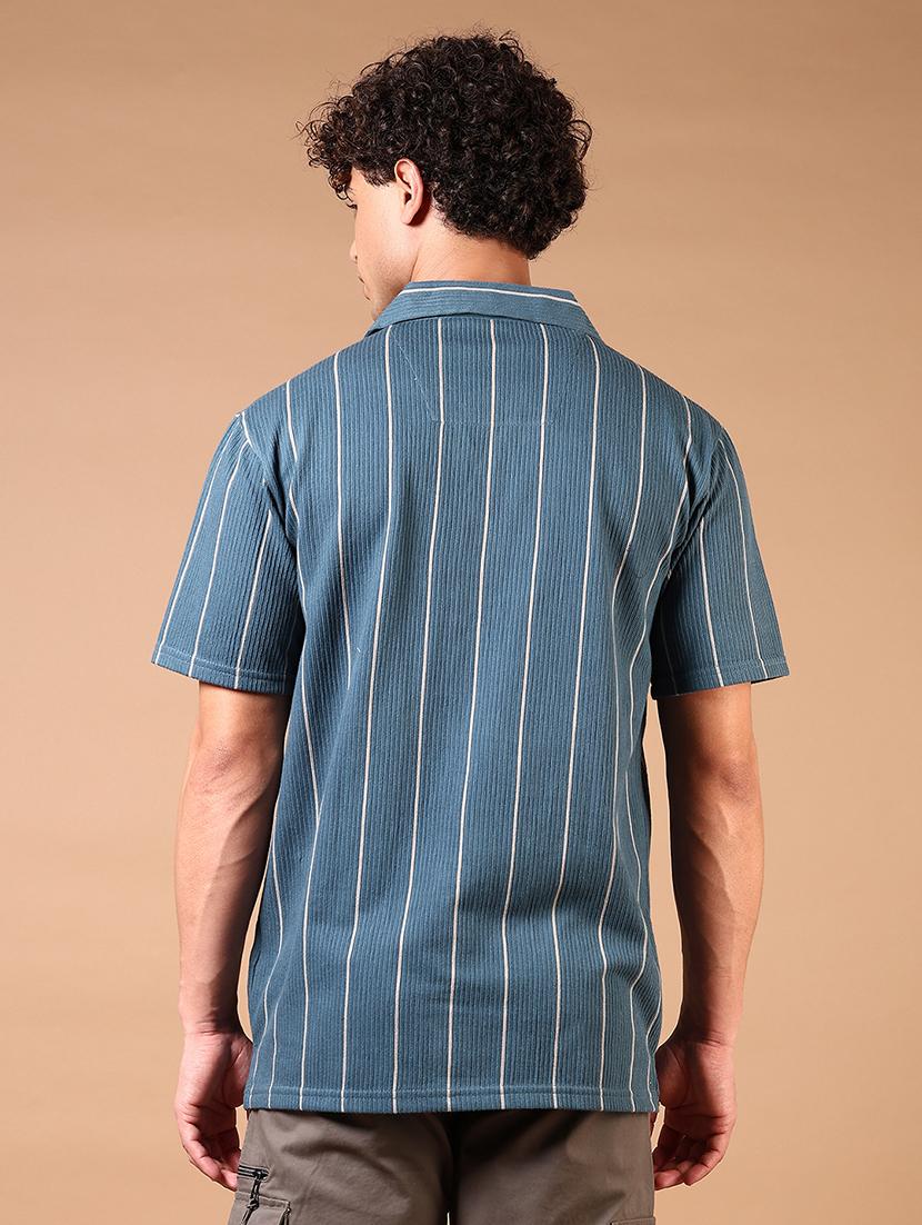 men short sleeves striped casual shirt - 21731321 - Standard Image - 2