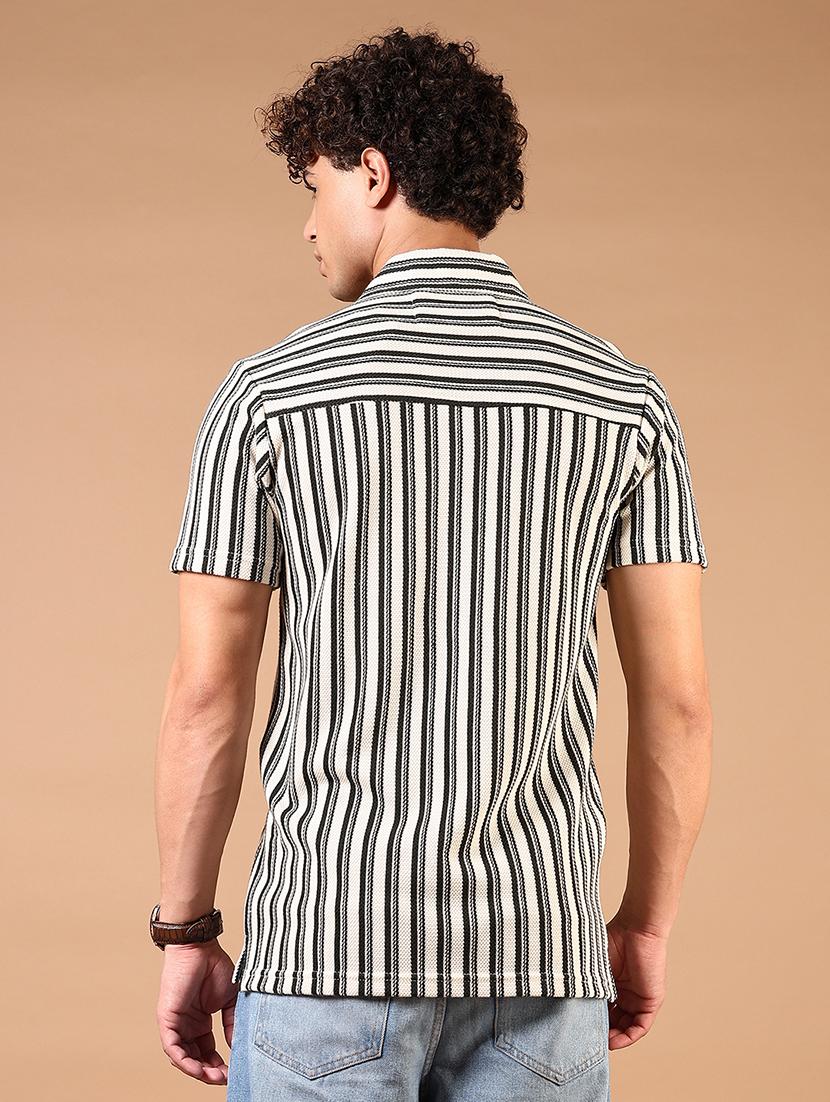men short sleeves striped casual shirt - 21731340 - Standard Image - 2