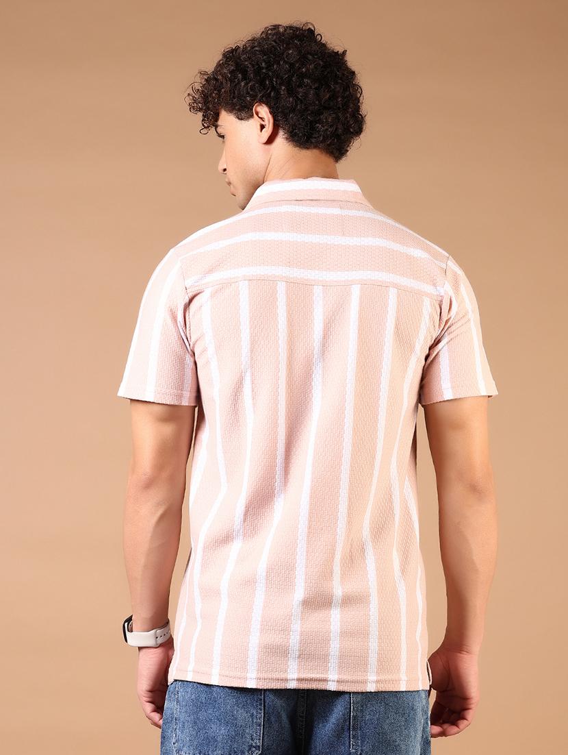 men short sleeves striped casual shirt - 21731346 - Standard Image - 2
