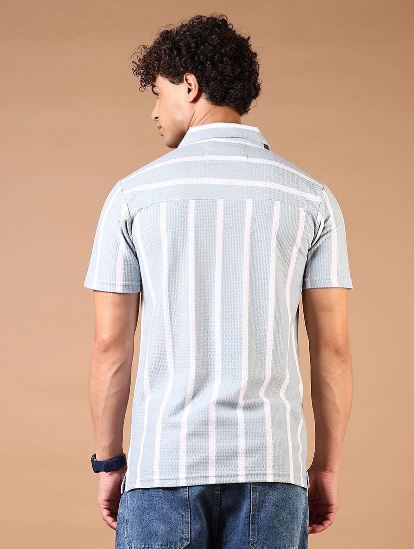 men short sleeves striped casual shirt - 21731348 - Standard Image - 2