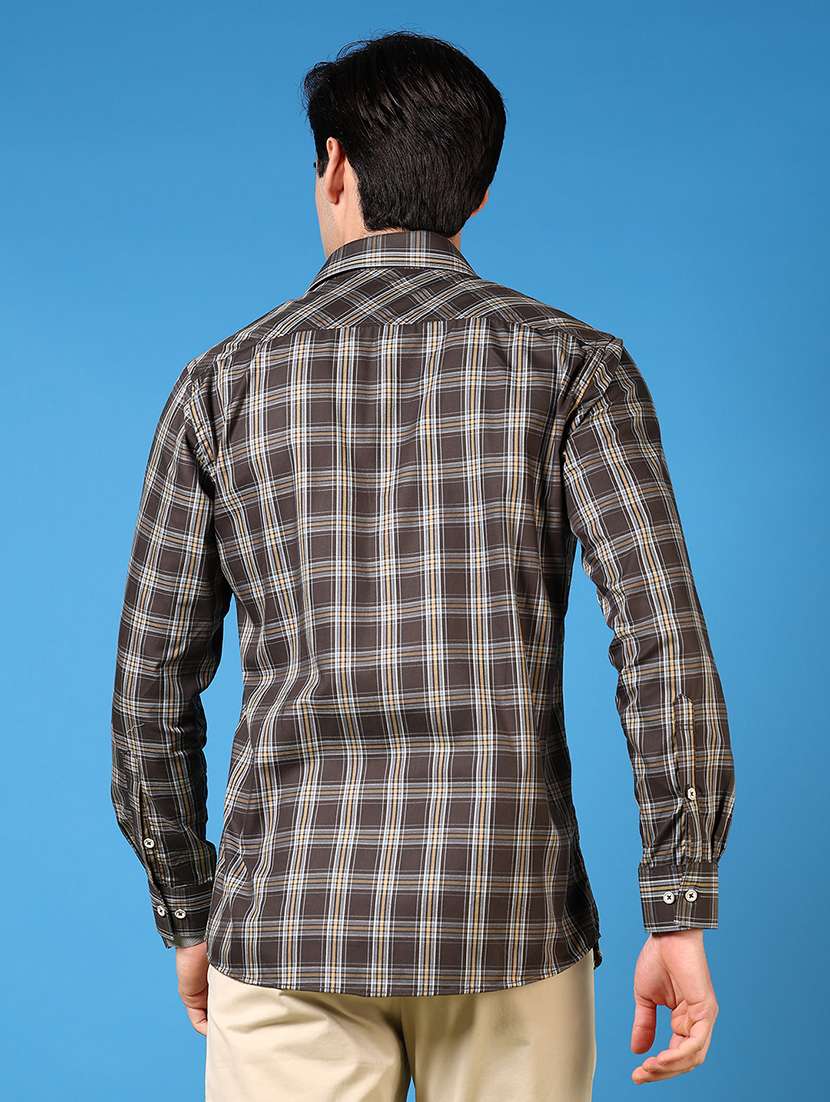 men long sleeves checkered casual shirt - 21731355 -  Standard Image - 2