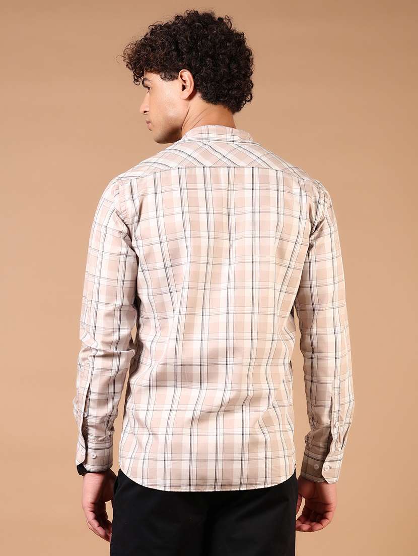 men long sleeves checkered casual shirt - 21731360 -  Standard Image - 2