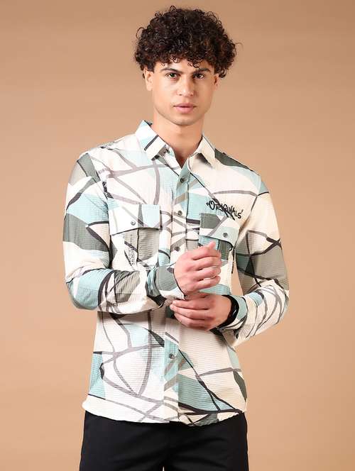 men long sleeves printed casual shirt - 21731427 - Standard Image - 0