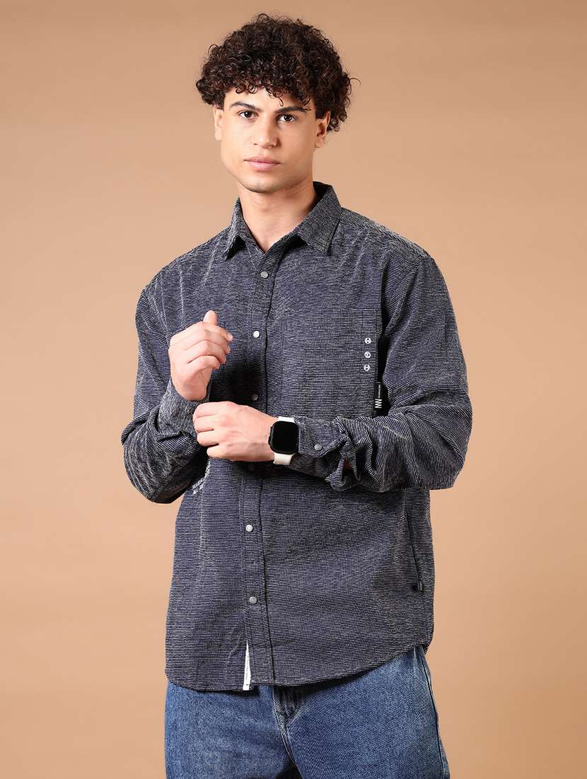 men long sleeves plain casual shirt