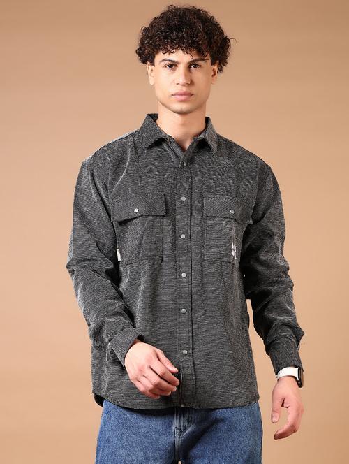 men long sleeves plain casual shirt - 21731449 - Standard Image - 0