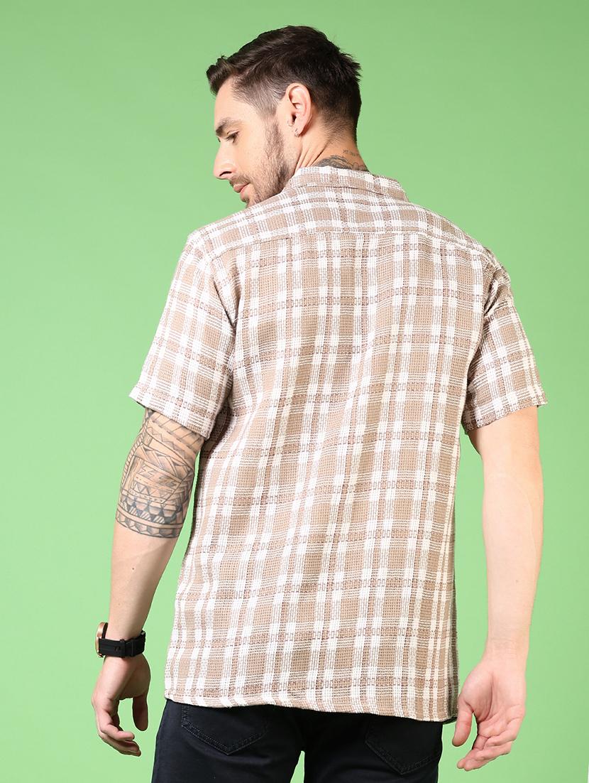 men short sleeves checkered casual shirt - 21731454 - Standard Image - 2