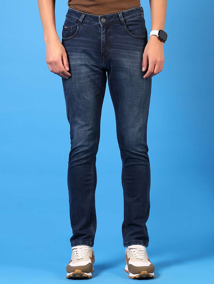 men solid mid rise slim fit jean