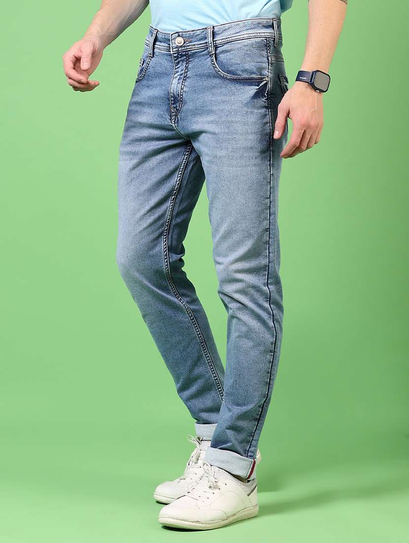 men washed mid rise jeans - 21731494 -  Standard Image - 2