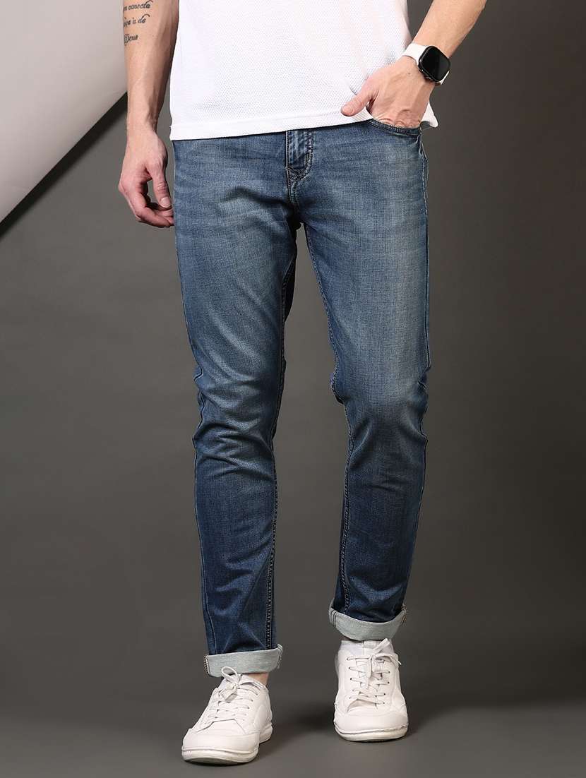 men washed mid rise jeans - 21731517 -  Zoom Image - 0
