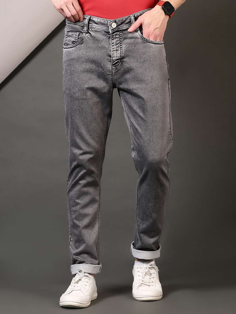 men plain mid rise jeans
