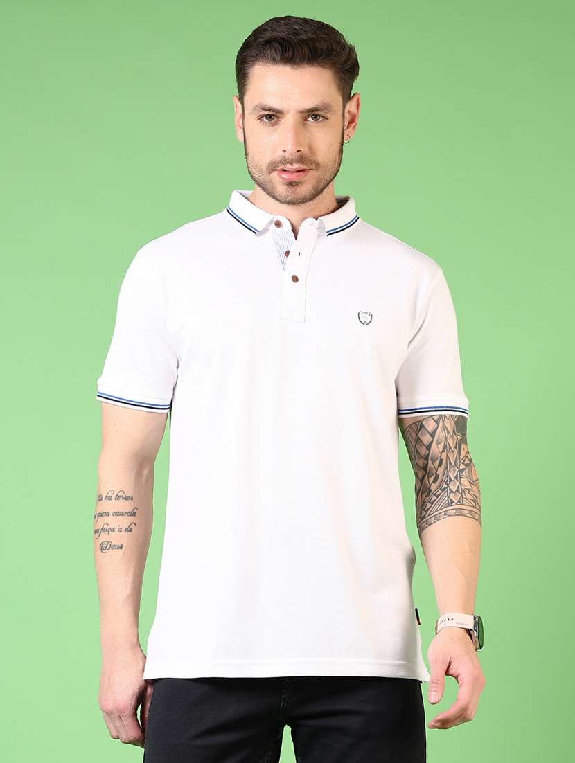 men solid short sleeve polo t-shirt