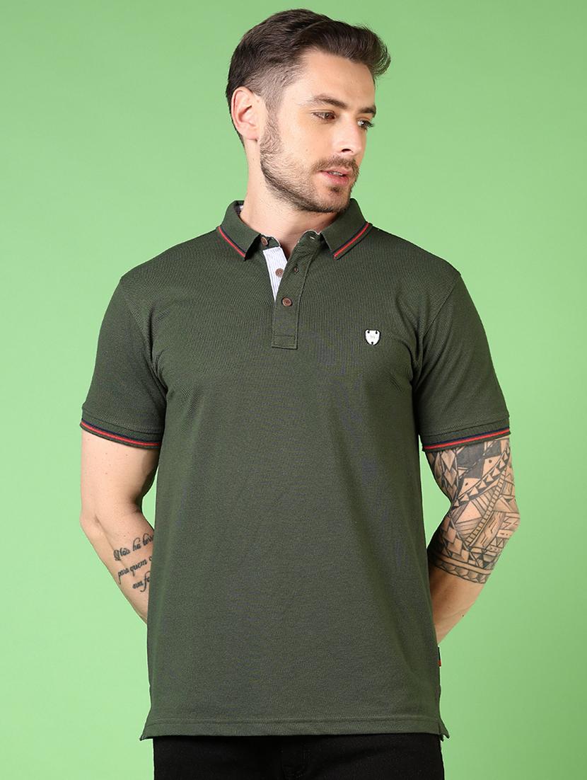 men solid short sleeve polo t-shirt - 21731535 - Zoom Image - 0