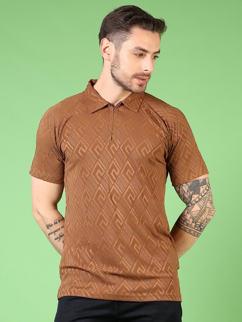 men self design short sleeve polo t-shirt - 21731543 - Zoom Image - 0