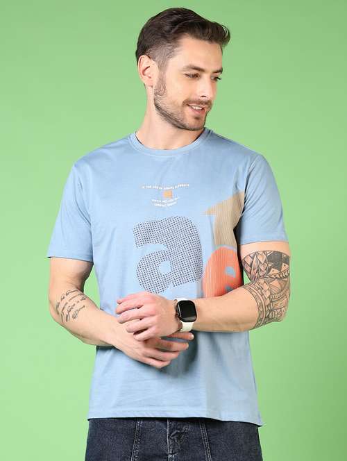men round neck front print t-shirt