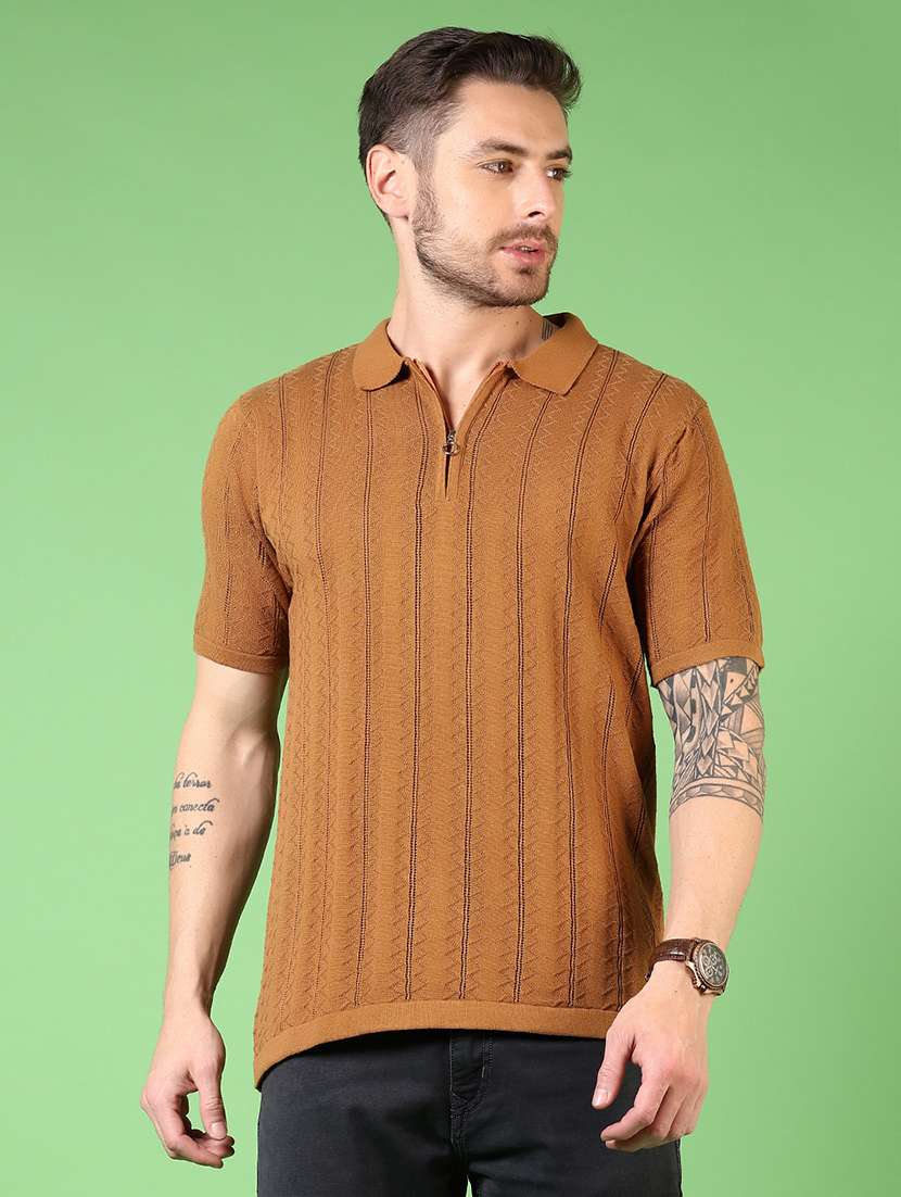men short sleeves self design polo t-shirt