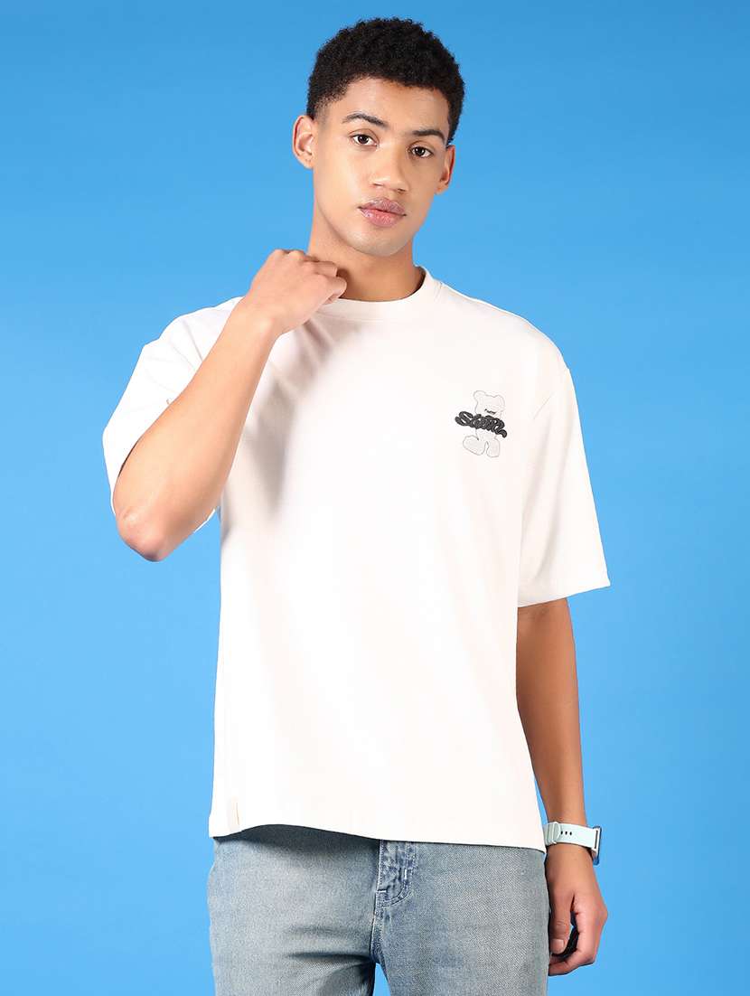 men short sleeves front & back print t-shirt