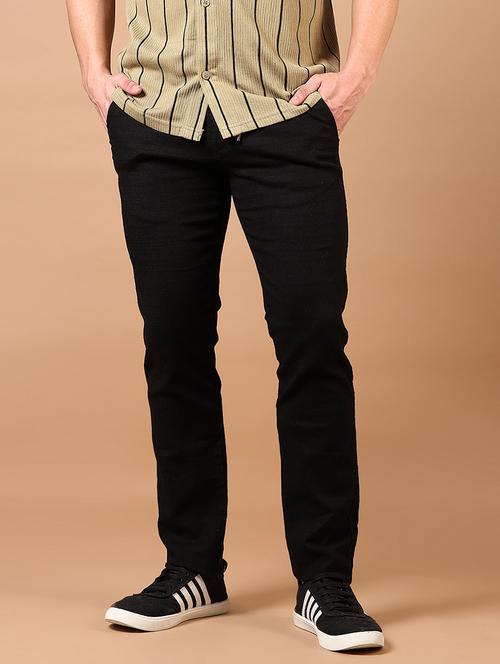 men solid flat front casual trouser - 21731606 - Standard Image - 0