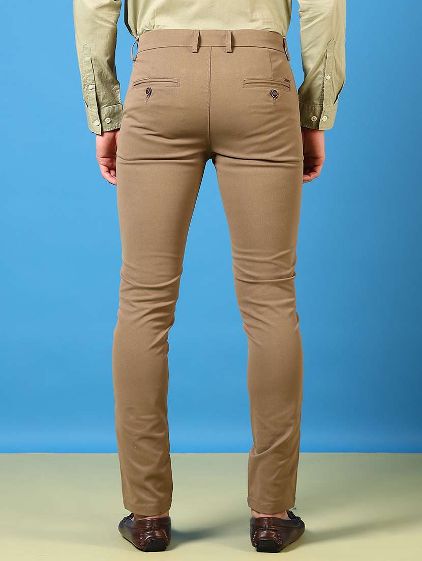men solid flat front casual trouser - 21731610 - Standard Image - 2