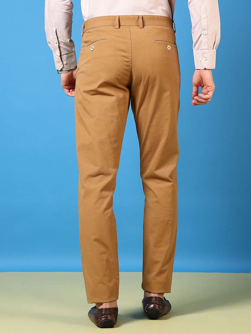 men mid rise solid flat front casual trouser - 21731619 -  Standard Image - 2