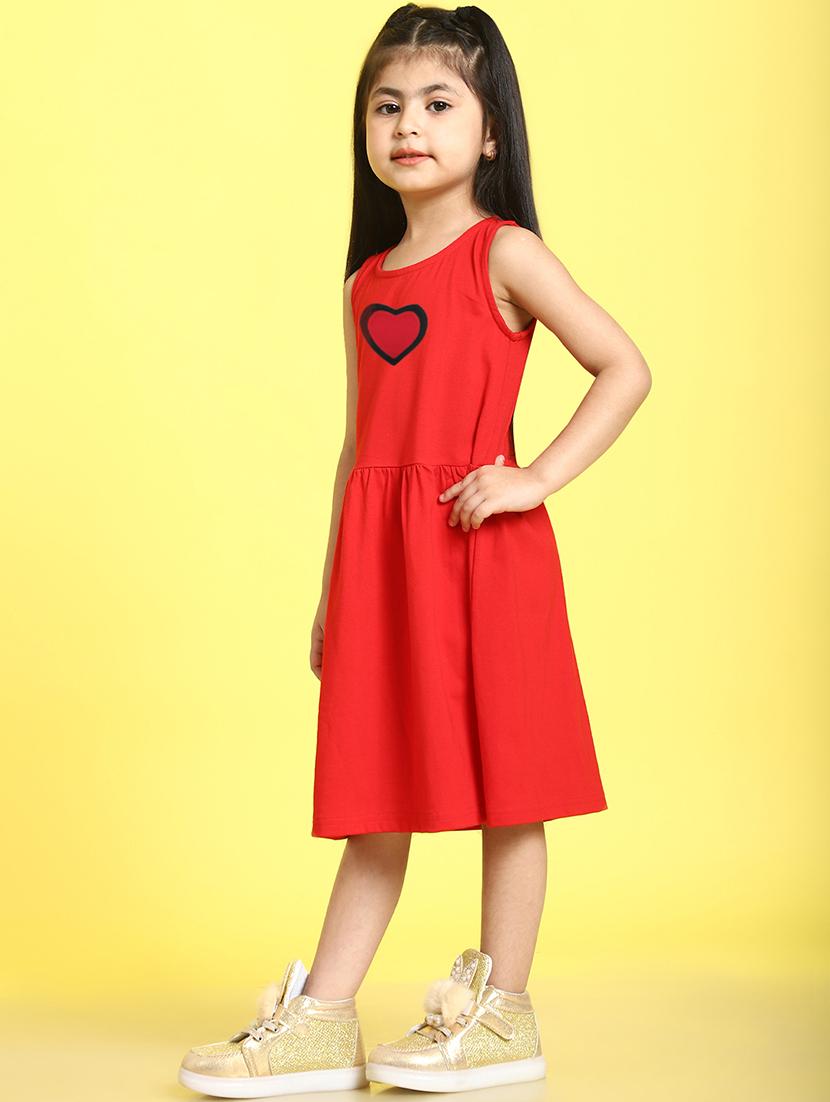 girls red heart detailed sleeveless a-line dress - 21731661 - Standard Image - 2