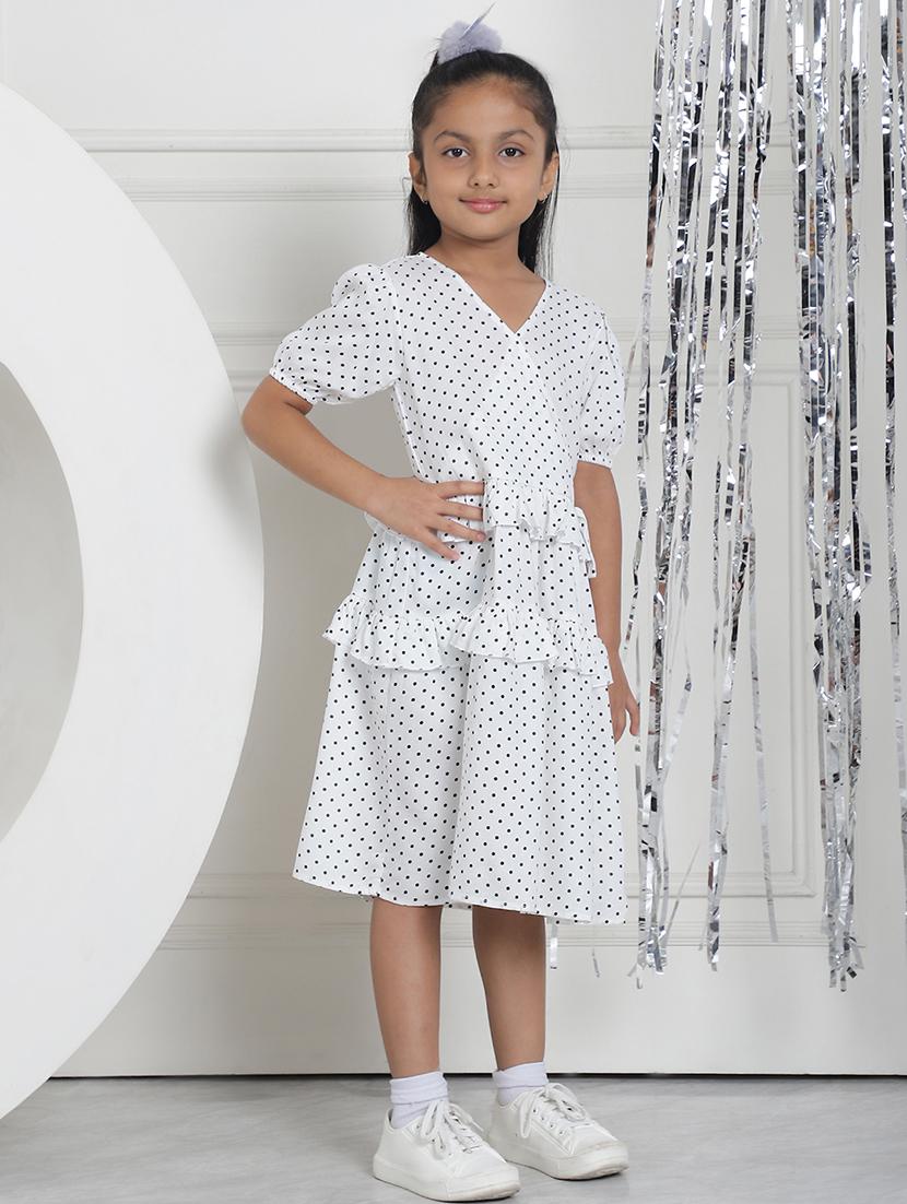 women polka doted puff sleeves tiered dress - 21731666 - Standard Image - 2