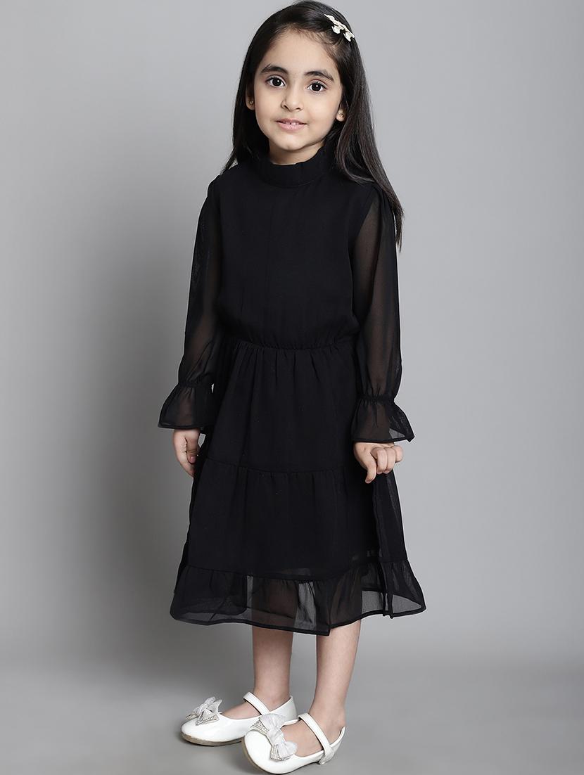 girls solid long sleeve a-line dress - 21731696 - Standard Image - 2