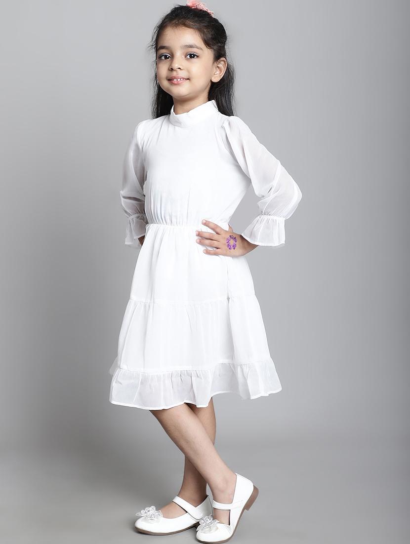 girls solid long sleeve a-line dress - 21731703 - Standard Image - 2