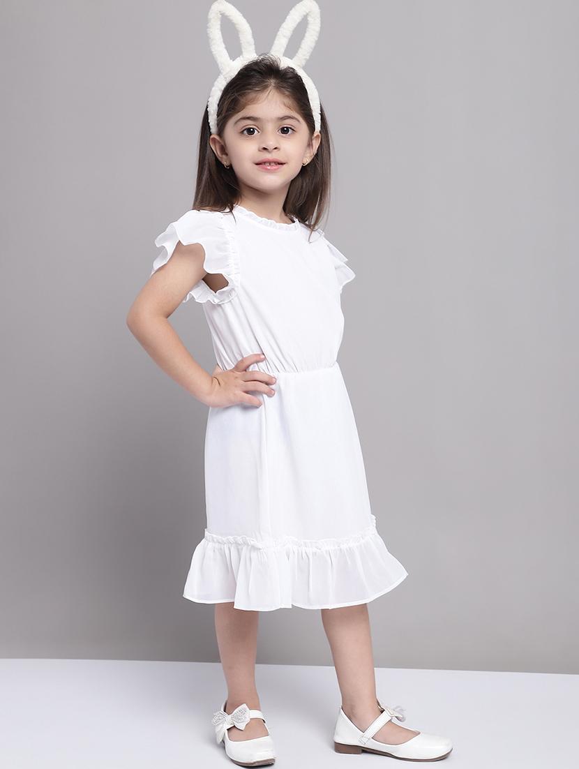 girls white short sleeve regular fit tiered dress - 21731748 - Standard Image - 2