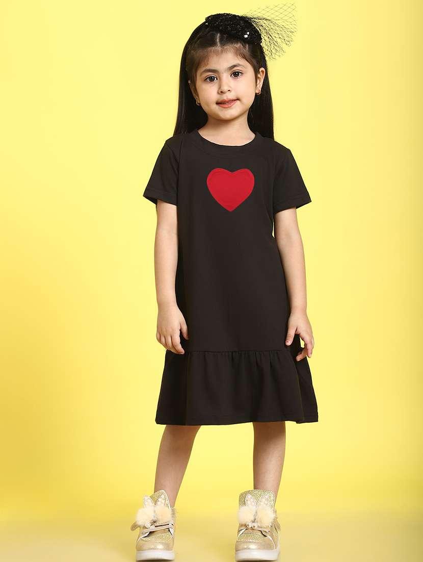 girls heart printed a-line dress